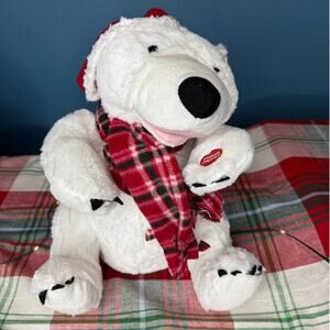 Goffa International Musical Polar Bear With Santa Hat & Scarf- Does Not Move